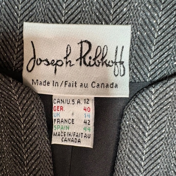 JOSEPH RIBKOFF Button Front  Lined Blazer Metallic Thread Rhinestone Detail 12 - Picture 6 of 13